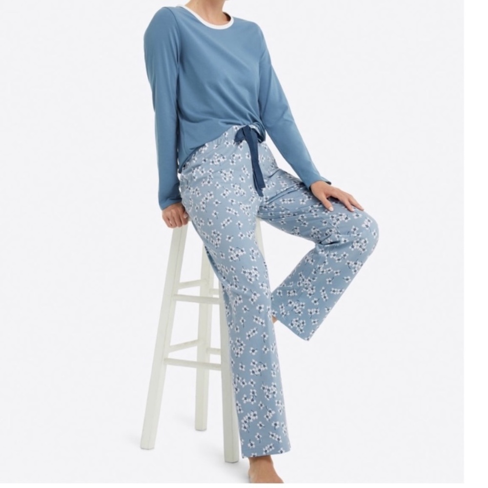 LANDSEND Long Sleeve Top & Pants Cotton Knit PJ Set  Draper James Collaboration